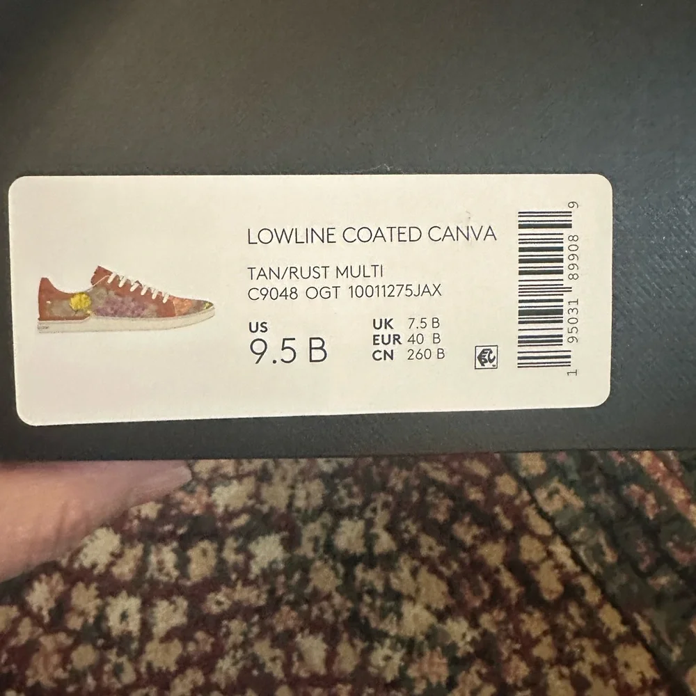 Coach women’s 9.5 B lowline Coated Canva Tan/Rust shoes sneakers floral with box - Picture 3 of 15